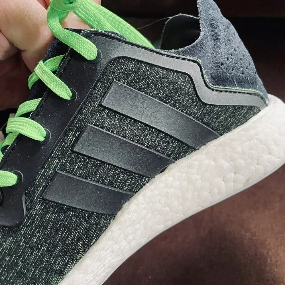 NEW Adidas Pure Boost Reveal Black Green PrimeKnit Suede Mens 10 US 44 EUR 9 UK